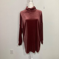 Urban Outfitters Women Dress Small Red Pink Evie Turtleneck Velvet Holiday Party
