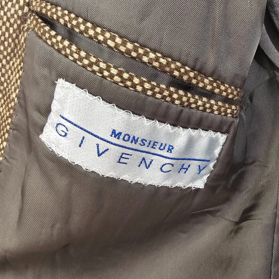 Vintage GIVENCHY Sport Coat Men 40 R Medium Tweed Micro Check Ivy Luxe Union USA - Image 4 of 4