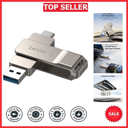Stylish 256GB D40E Dual USB 3.2 Jump Drive - Swivel Thumb Drive for All Devices
