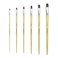 XDT#166-A Bright Art Brush 6Pc #1#3#5#7#9#11 Red Sable Acrylic Oil Watercolor