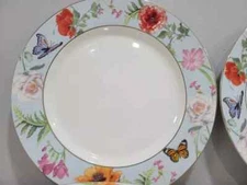 Grace Teaware Blue Butterfly Garden Porcelain Dinner Plates Set Of 2