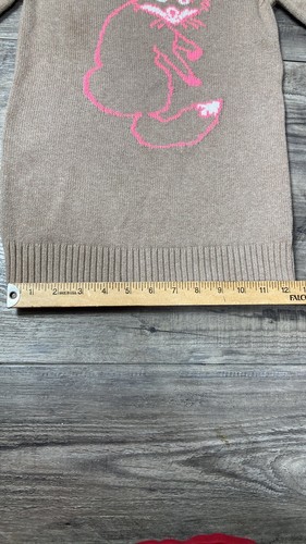 Old Navy Tan Long Sleeve Crewneck Sweater PINK CAT Girl's Medium - Picture 7 of 8