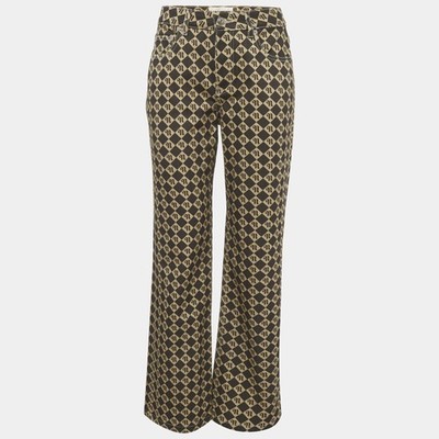 Nanushka Black Beige Monogram Denim Basma Jeans S Waist 27