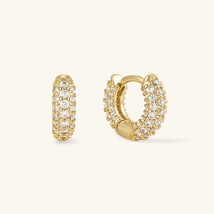 Authentic 3.5 MM Thick & Diameter 6.5 MM Moissanite Hoops Earring 14K Yellow Gold Plated