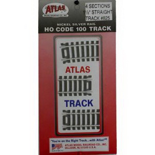 Atlas 0825 HO Code 100 níquel plata 1-1/2" pista recta a presión (paquete de 4) | Condition: New
