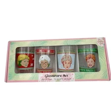 The Golden Girls Christmas Glassware Set of 4 Silver Buffalo ABC Signature