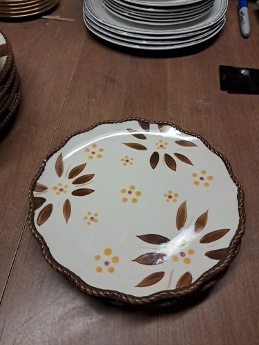 4 Temptations by Tara Old World Brown beige Salad Plates 8" Scalloped Bin 199 - Picture 5 of 6