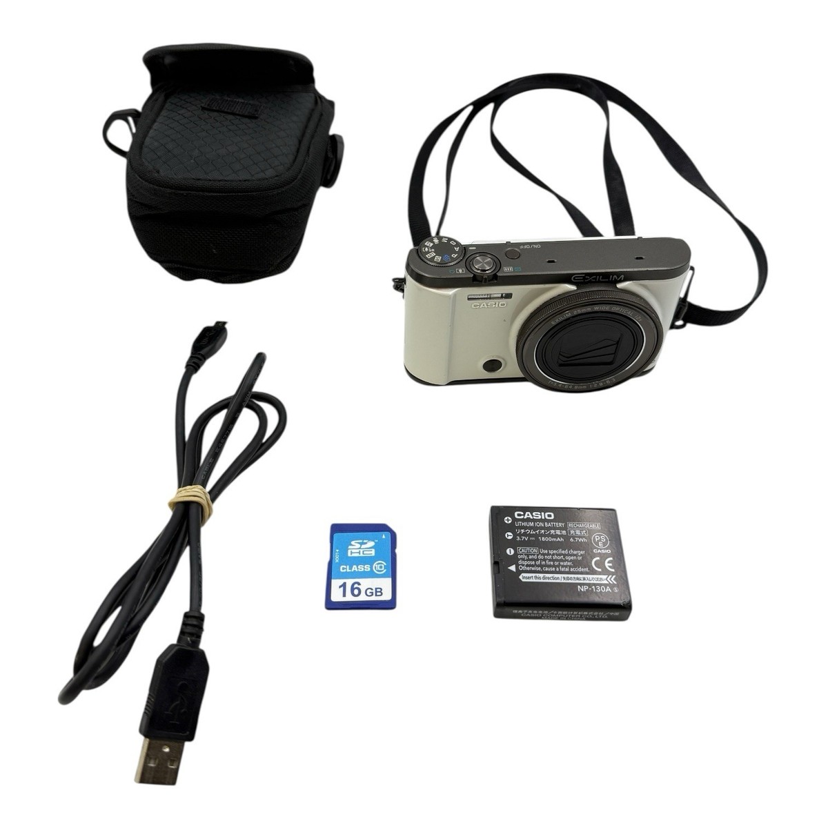 Casio Exilim EX-ZR3500 Digital Camera in White, Charger, Memory