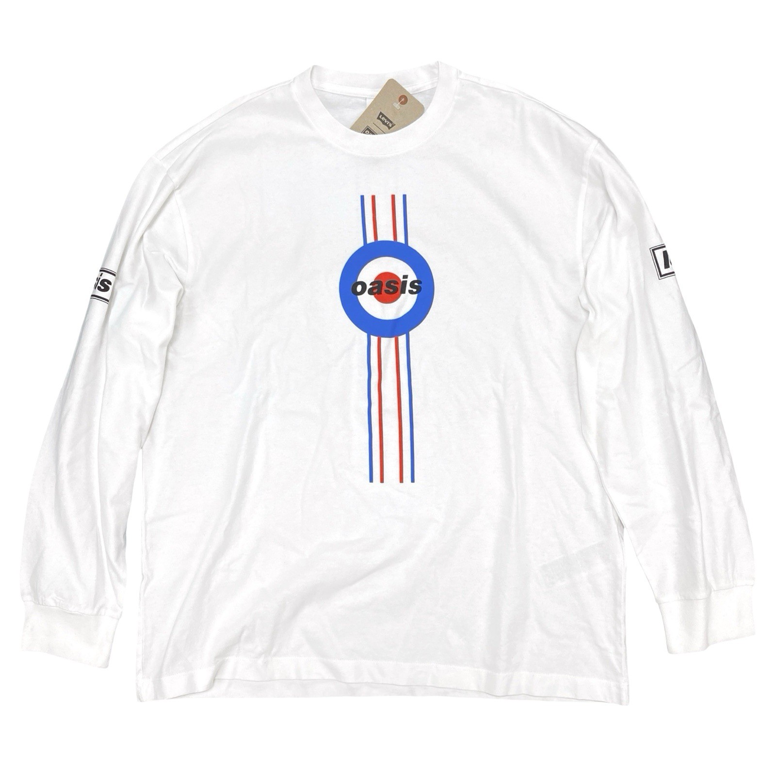 Levis x Oasis Long Sleeve Band Tee T-Shirt Size XL White 100 Cotton 6790₽