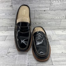 GH Bass Weejuns Black Patent Leather Penny Loafer Mule Shoes Women Size 7M