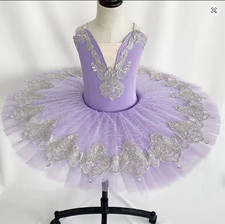 Ballet Tutu Kids Girls Ballet Dance Ballerina Purple Tutu Dress Size 120