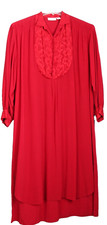 VTG Victoria Secret Gold Label 100 Silk in Hot RED lingerie nightgown high low