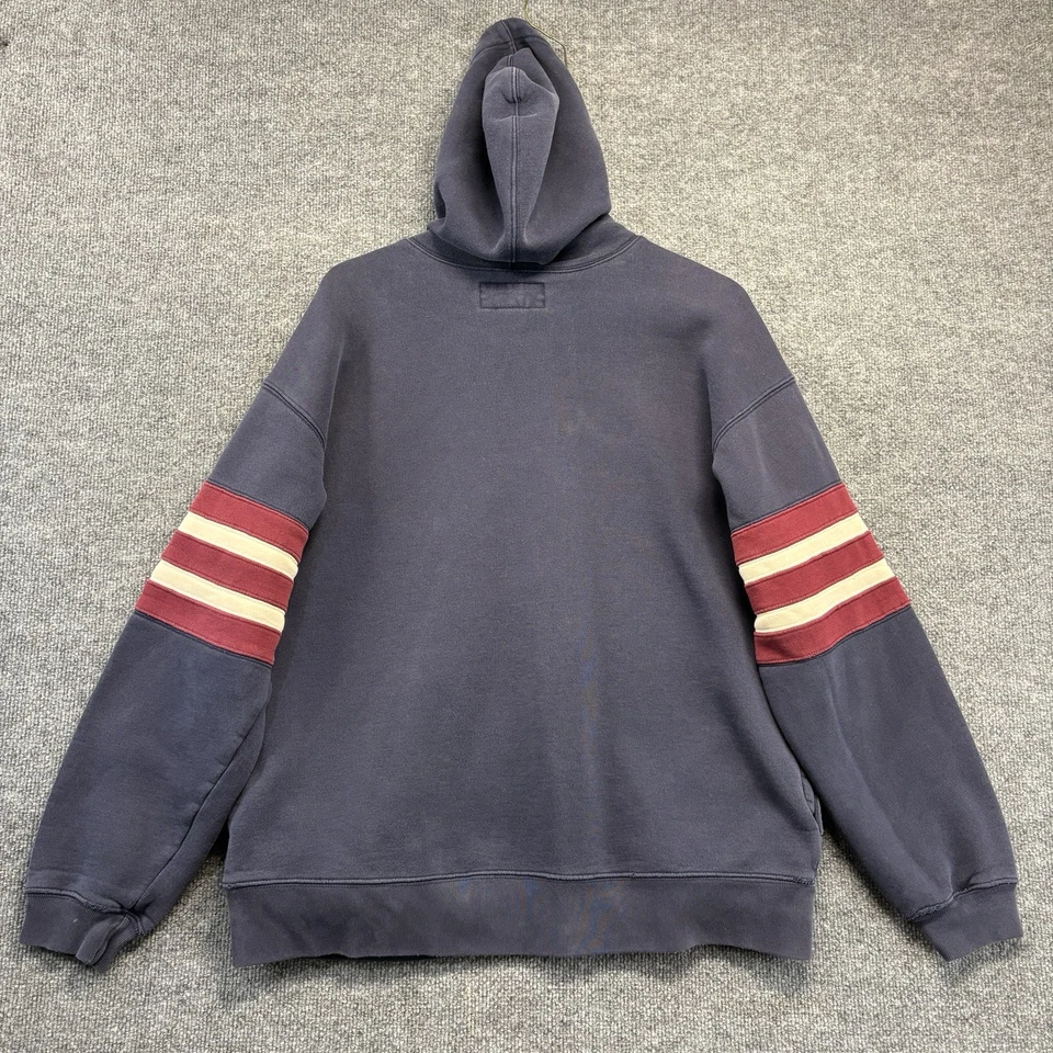 Sudadera con capucha vintage Abercrombie Performance para hombre mediana azul marino rojo a rayas AF Y2K Foto 3 de 4
