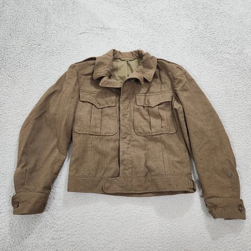 Vintage US Army WWII Army Ike Field Jacket Military Mens 38R Olive Green Wool