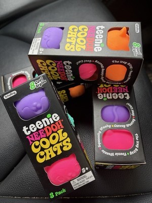 Schylling Teenie NeeDoh Cool Cats Squishy Sensory Squeeze Toys 3 Pack, Multi
