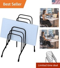 Modern 6-Section Wire File Organizer Rack Durable Steel with Black Finish