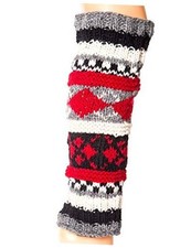 Hand Knit Wool Fleece Lined Leg Warmers Boot Toppers Black