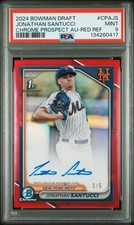 Jonathan Santucci 2024 Bowman Draft Chrome 1st True Red Auto /5 PSA 9 METS