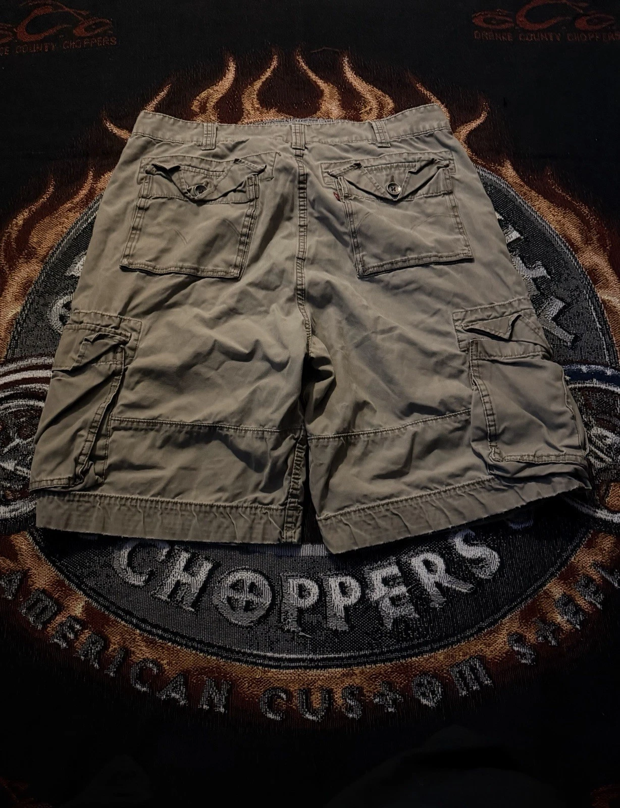 Levi's Men's Gray Solid Cargo Shorts Button Closure Cargo Pockets Size 38