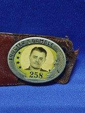 Vintage PROCTOR & GAMBLE Employee 258 Photo I.D. Badge J.G. BRIAN Name Plate
