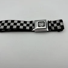 White & Black Checkered Seatbelt Style Buckle-Down Belt Adult XL (fits 32”-52”)