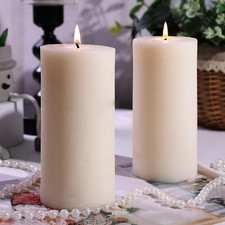 Rustic Soy Pillar Candles 2.8X6 Inch,2 Pack Ivory Candle