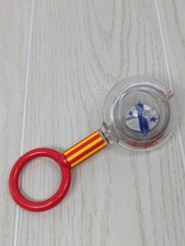 Johnson & Johnson Vintage Baby Toy Rattle red yellow blue spinner
