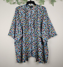 Lane Bryant Size 26/28 Floral Multicolor 3/4 Sleeves Kimono Open Front Cardigan
