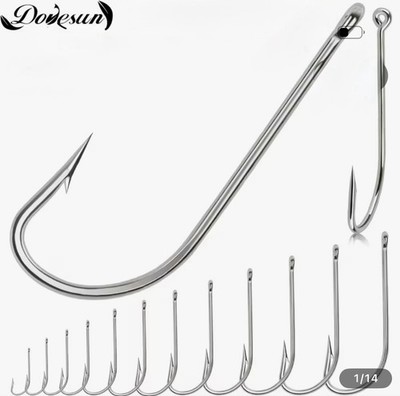 Qty 25 Saltwater Stainless Steel Fishing Hook Size 7/0 Silver Forged Ringed Barb
