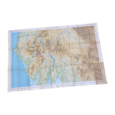 Bartholomews English Lakes Folded Cloth Map Half Inch Contoured Vintage Pre 1936