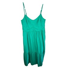 Universal Thread NWT Cotton Blend Green Spaghetti Strap Ruffled Midi Dress Sz L