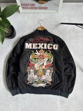 Vintage Ed Hardy By Christian Audigier Mexico Big Logo Y2K Black Zip Jacket Sz M