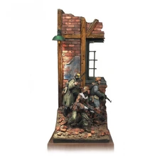 1/35 Scale WWII German Soldiers Urban Diorama Resin Model Kit Brick Wall Scene