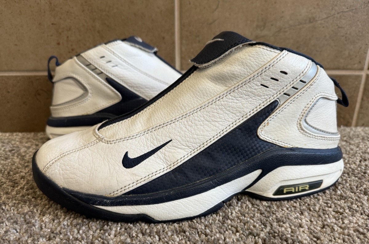 RARE Nike Zoom Air Alpha GP Gary Payton ZIP White/Navy Men's 10 2002,  303872-141