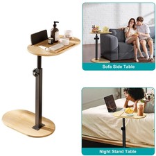 Bamboo Bathtub Tray Side Table -Adjustable Height Bath Tub Tray Table Tub Shelf
