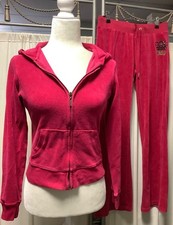 Plush & Lush Juicy Couture Terry Zip Up Hoodie Velour Track Pants 30 x 29 PS