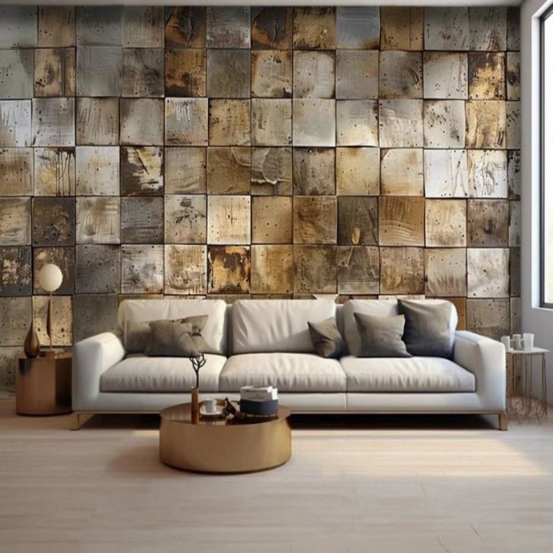 Papel pintado 3D geométrico estilo nórdico SKU# WAL0433