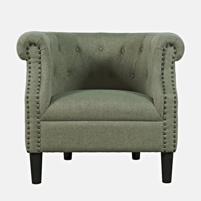 JOFRAN Transitional Contemporary Upholstered Barrel Curved Back Accent Chair