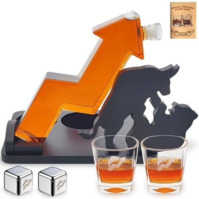 Lucky Stock Soar Whiskey Decanter Set,28oz Whiskey Decanter Sets for Men w/ 2 