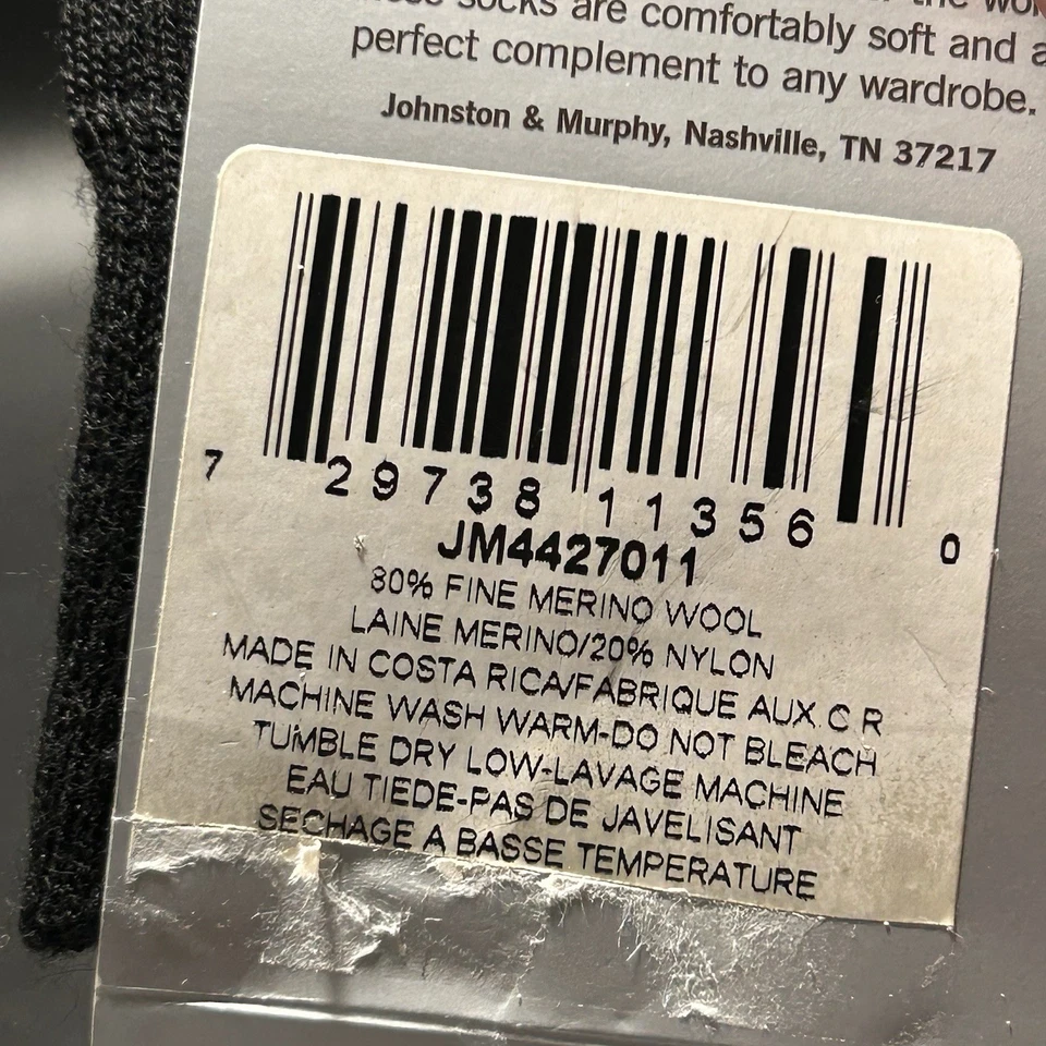 Calcetines Johnston Murphy Mezcla Lana Talla Única Negros Un Par Top Alto Foto 4 de 4