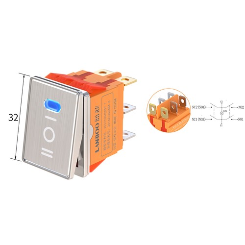 Interruptor basculante rectangular de luz LED 28x22 mm ON OFF 3 posiciones 20A tablero de coche barco - Imagen 13 de 17