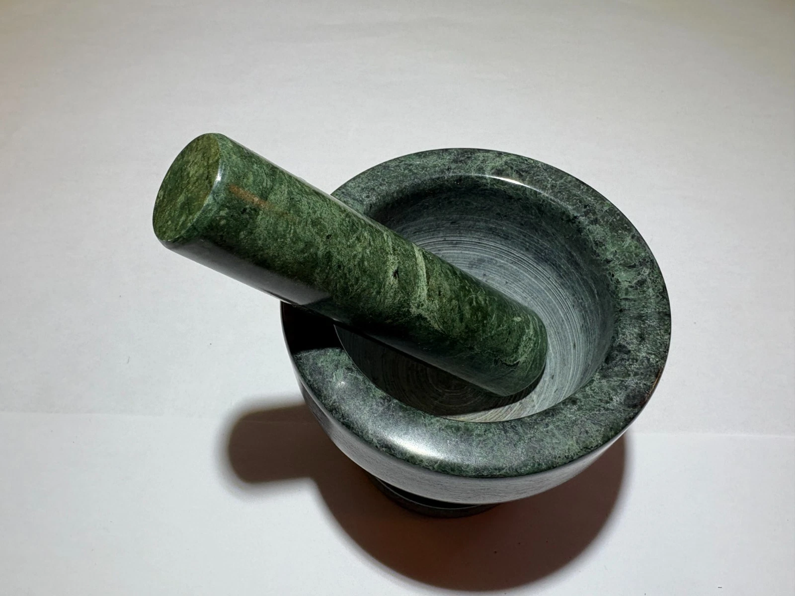 Stone Mortar And Pestle Set Herb Spice Grinder Kitchen Apothecary Green Marble