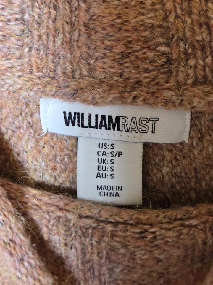 Suéter William Rast Mujer Pequeño Lana Cuello Alto Simulado Mangas Dolman Naranja Óxido Foto 3 de 4