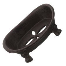 Cast Iron Drainable Soap Holder, Vintage Bathtub Soap Dish, Brown