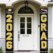 Graduation Decorations 2026 - Black and Gold Graduation Banner Class of 2026 Con