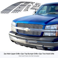 Fits 2003-2005 Chevy Silverado 1500 Stainless Chrome Billet Grille Insert Combo Fits 2003-2005 Chevy Silverado 1500 Stainless Chrome Billet Grille Insert Combo