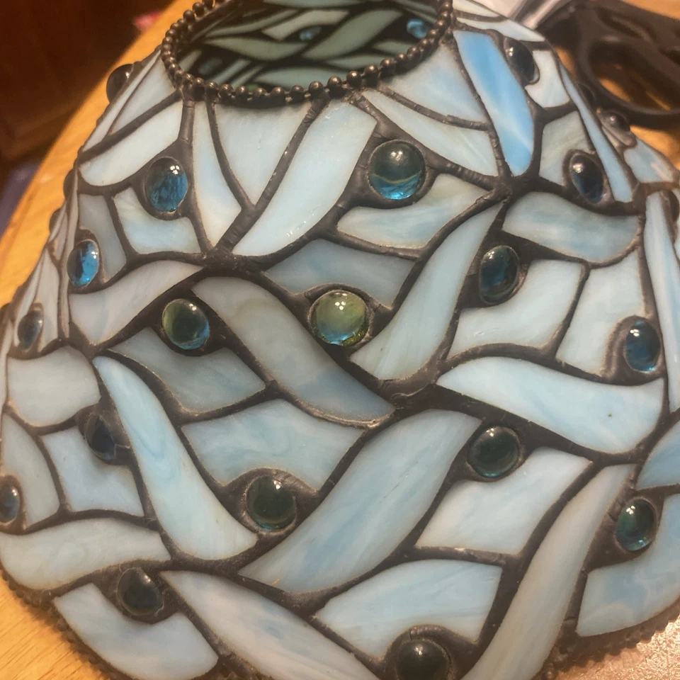 Suporte de vela estilo Tiffany água nascente luz de festa sombra - Imagem 4 de 4