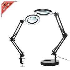 LED Magnifying Lamp with Anti-Glare Lens - 10X Magnification & Dimming