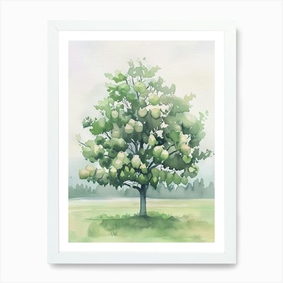 Pear Tree Atmospheric Watercolour P Framed Wall Art Poster Canvas Print Picture
