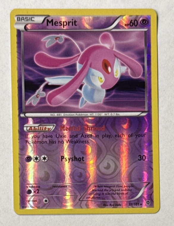 2013 Pokemon TCG Mesprit 37/101 Plasma Blast Reverse Holo Rare Ungraded